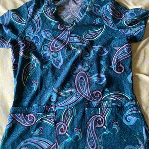 Blue paisley scrub tob